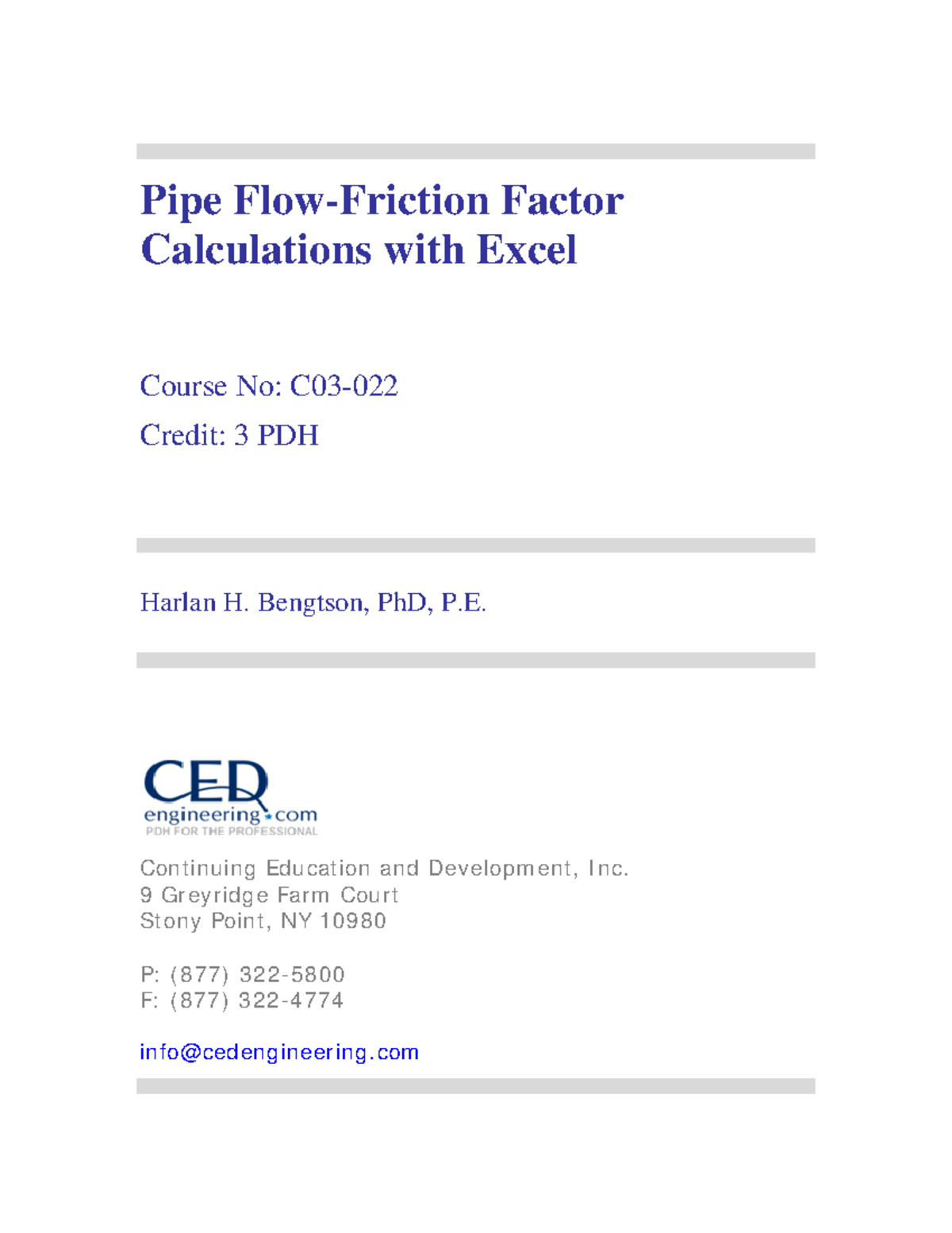 Pipe Flow - Friction Factor Calculations (C03-) with Excel Guide - Studocu
