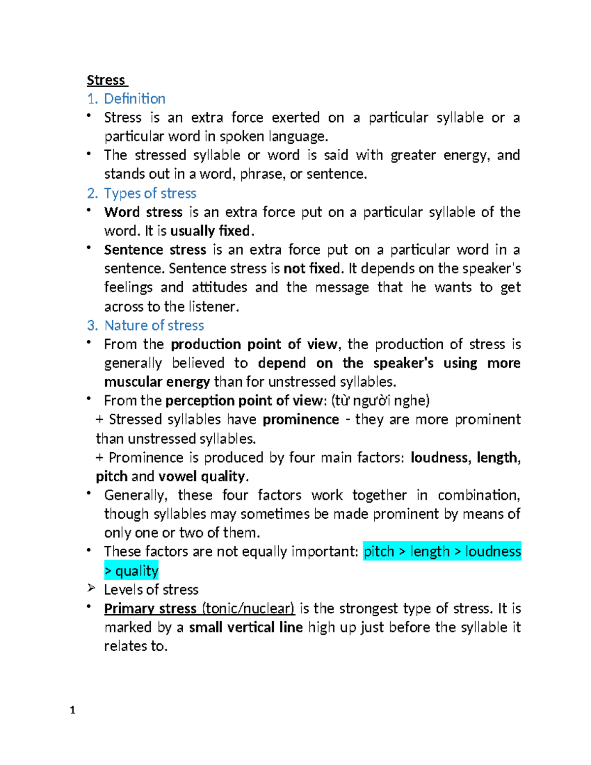 Stress and Intonation: Understanding Key Concepts in Linguistics - Studocu