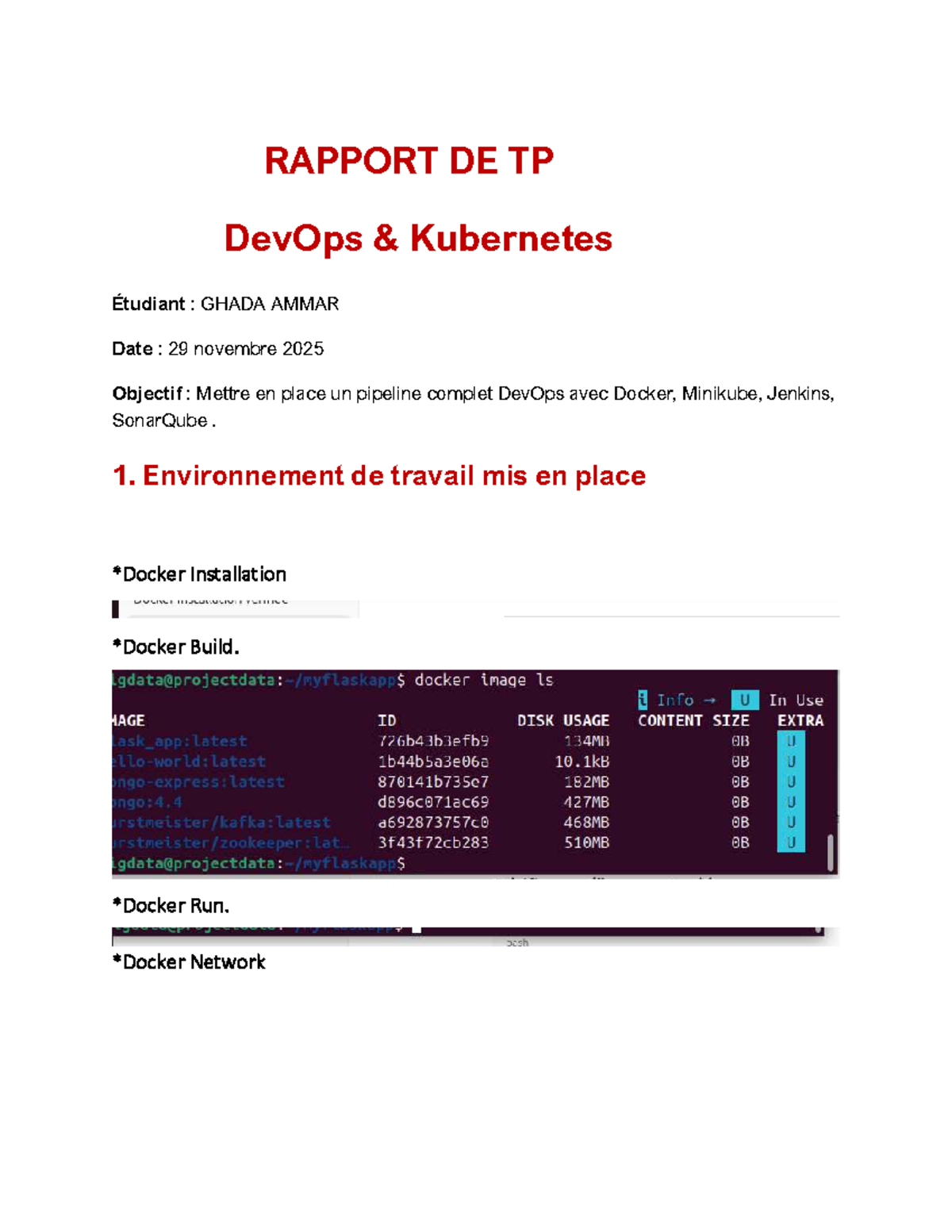 RAPPORT DE TP DevOps: Pipeline avec Docker et Jenkins - IA Projet - Studocu