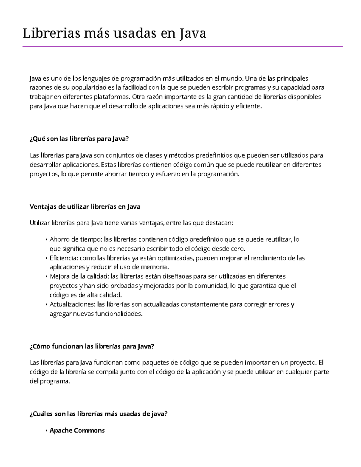 Librerías Más Usadas en Java: Guía Completa para U1 - Studocu