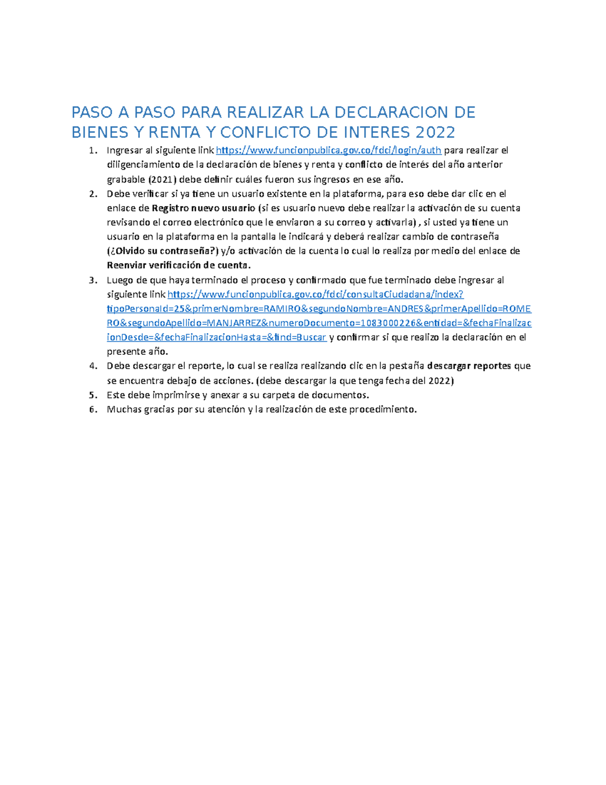 PASO A PASO PARA Realizar LA Declaracion DE Bienes Y Renta Y Conflicto ...
