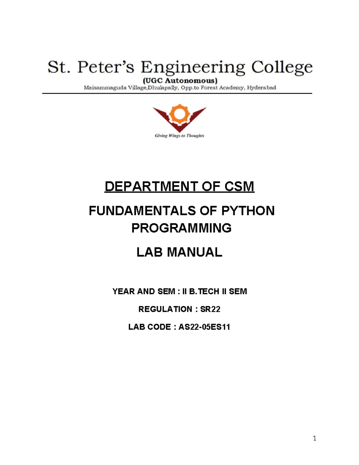 FPP Lab Manual: Python Programming Experiments (CSM II B.Tech) - Studocu