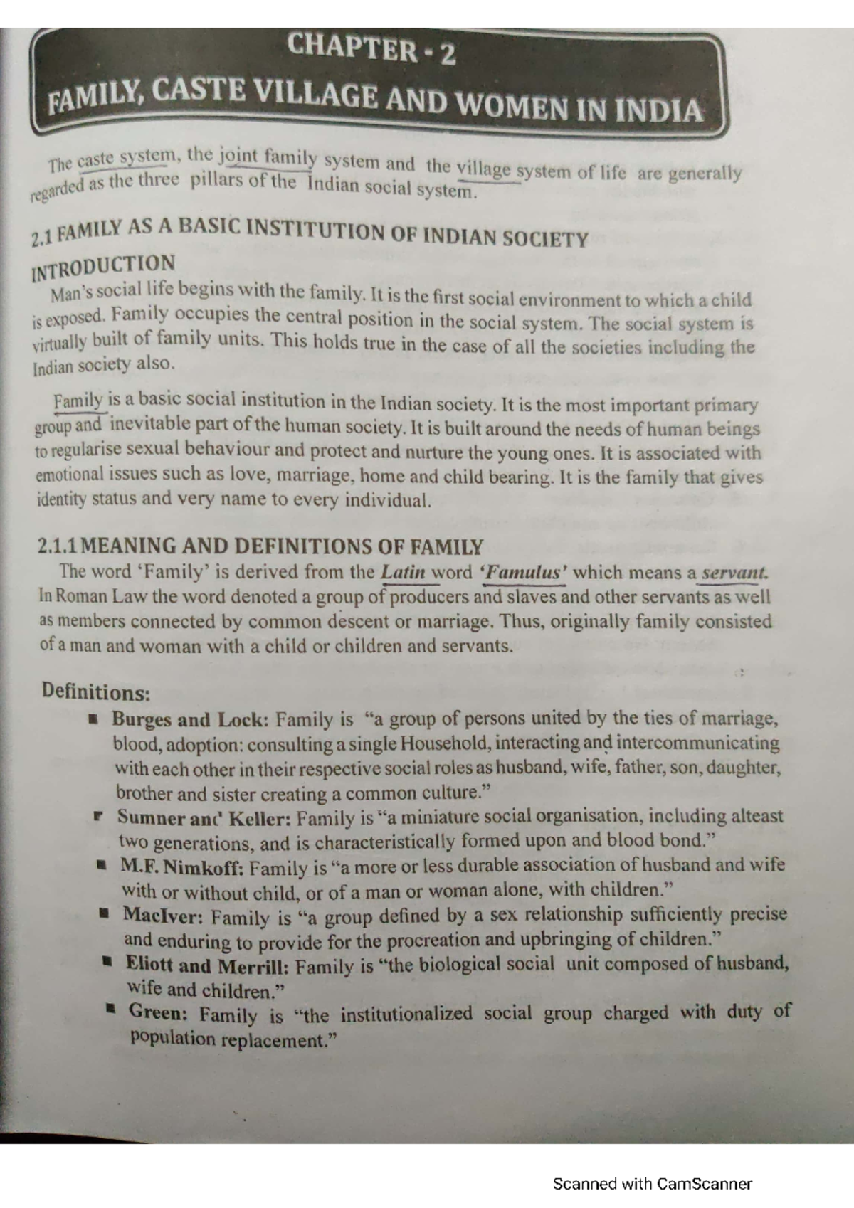 Cd chapter 2 PDF notes - CHAPTER 2 FAMILY, CASTE VILLAGE AND WOMEN IN ...