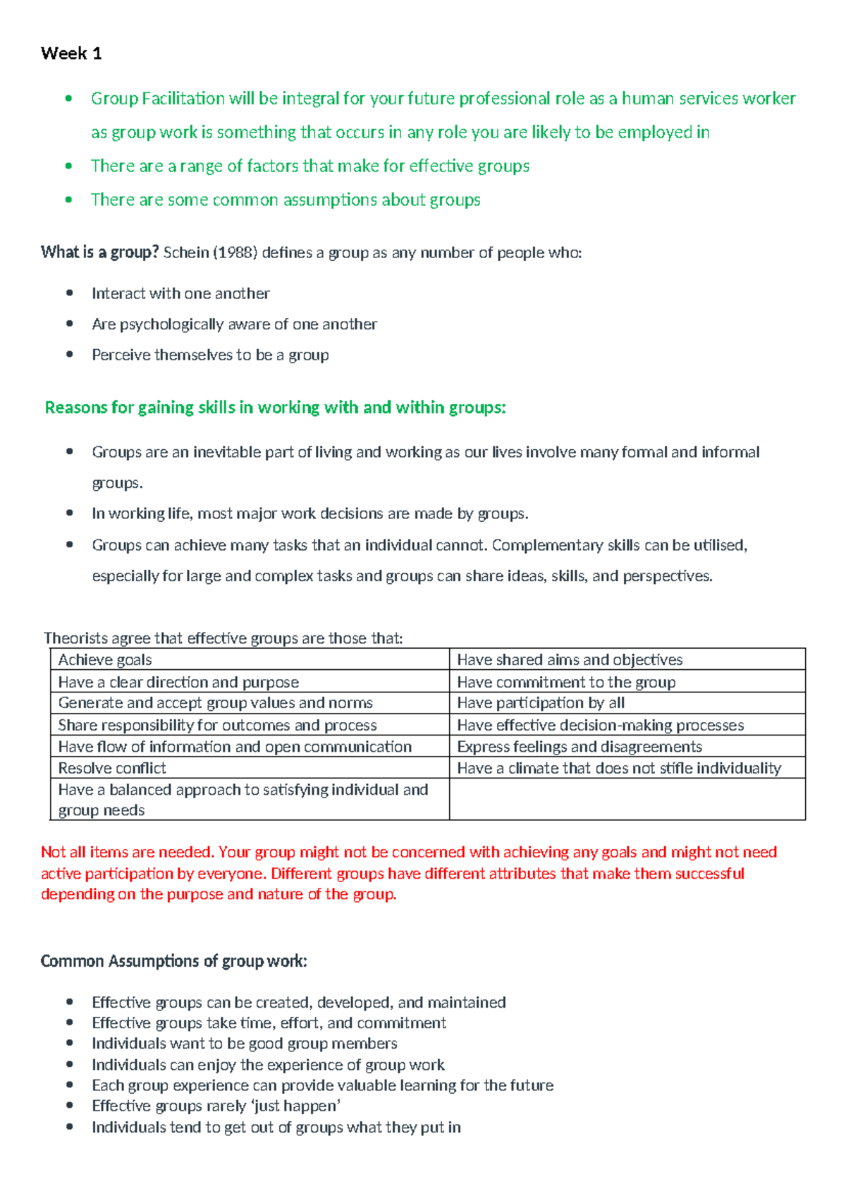 Group Facilitation Notes - Week 1 & Week 2 - Week 1 Group Facilitation ...