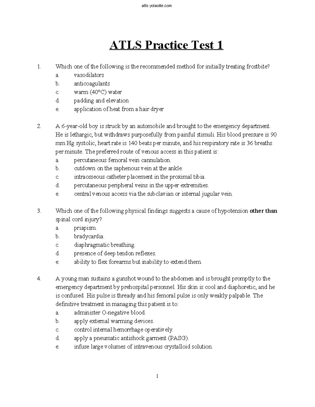 ATLS1 - ATLS Practice Test Questions and Answers - Studocu