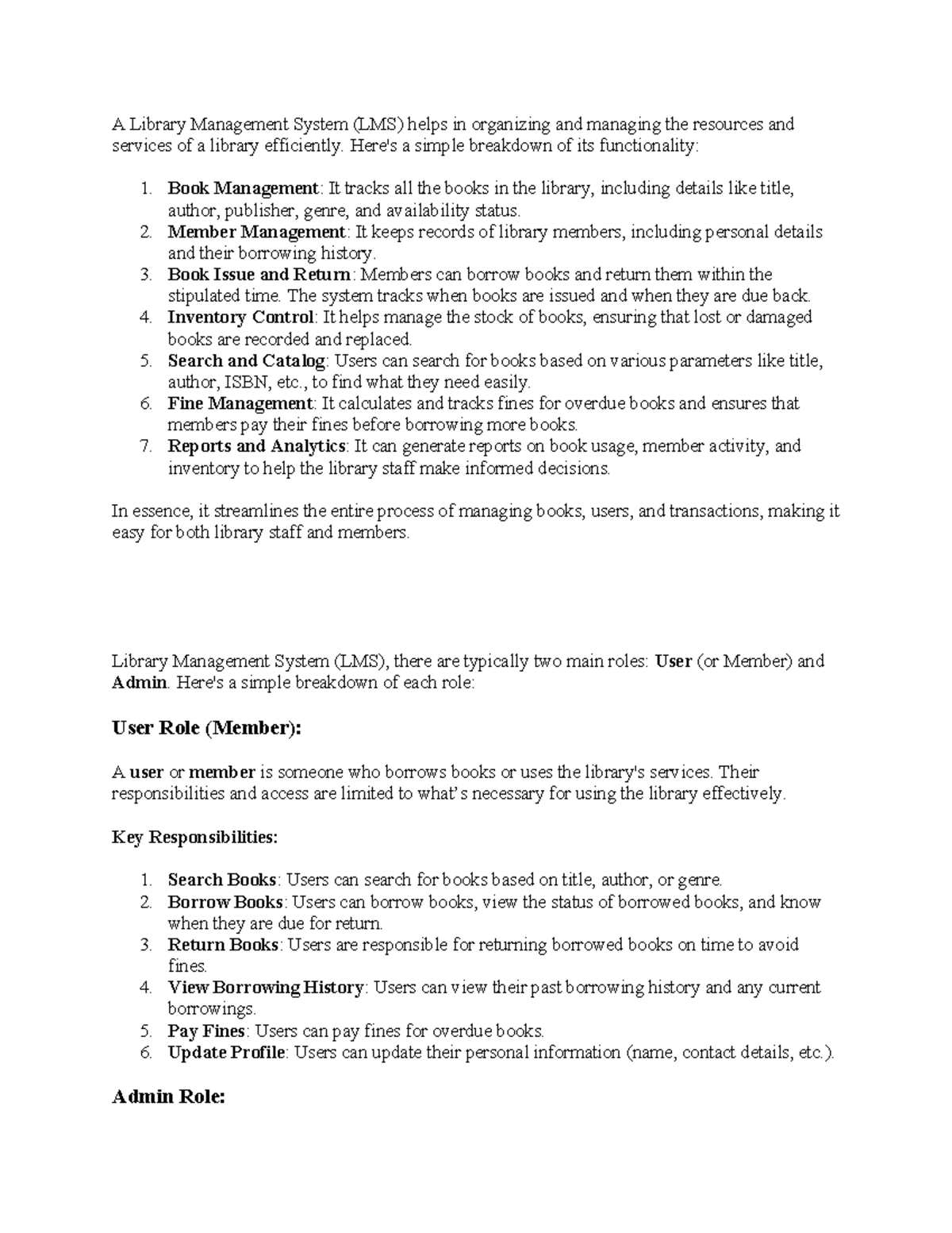 Library Management System (LMS): Overview and Functionality - Studocu