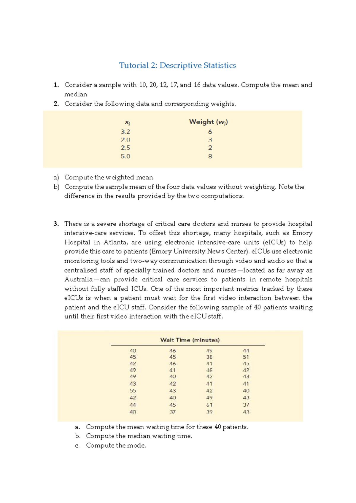 Tutorial 2: Descriptive Statistics and Data Analysis Techniques - Studocu