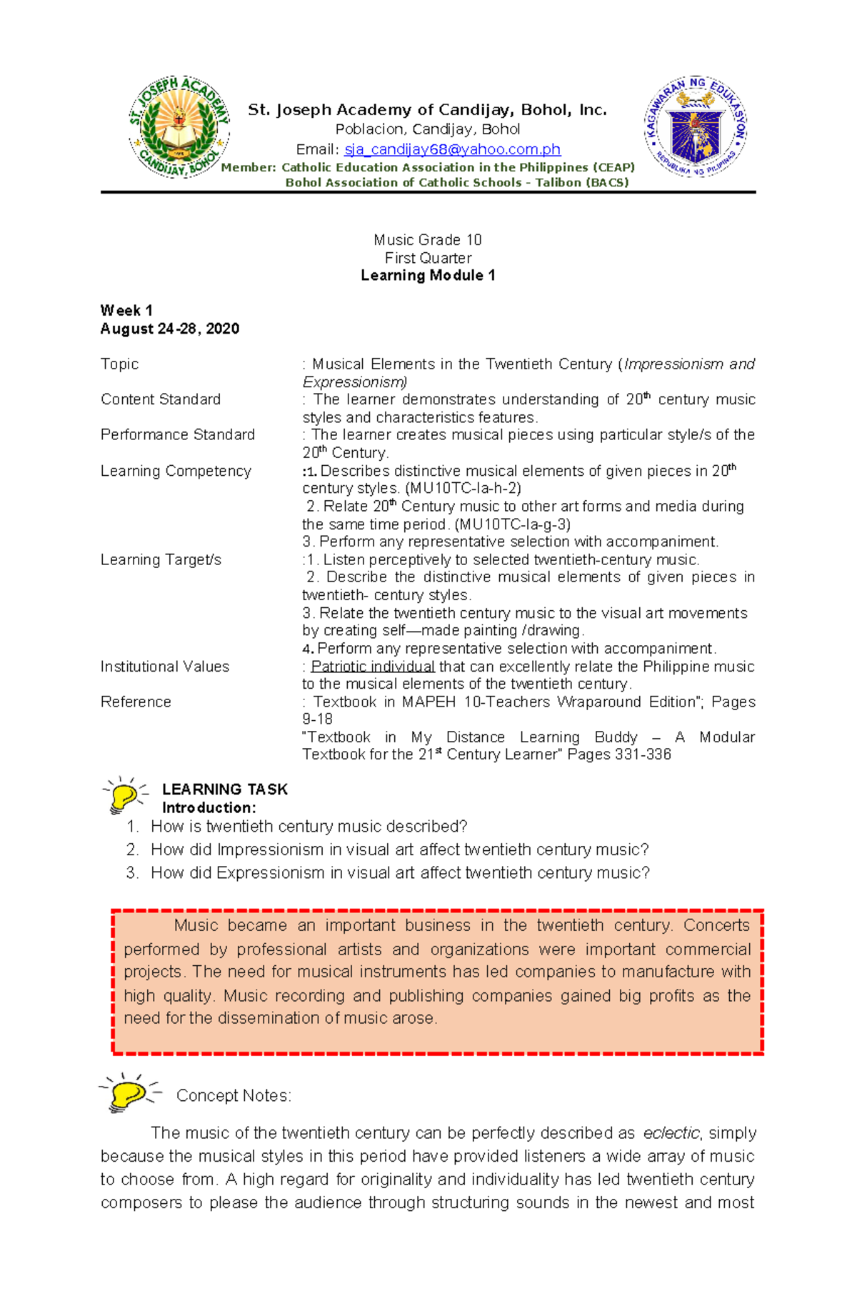 Module 1act - handouts - St. Joseph Academy of Candijay, Bohol, Inc ...