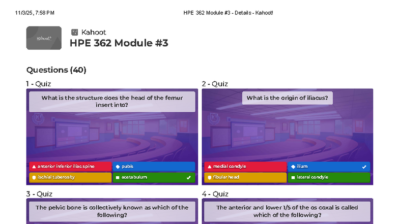 HPE 362 Module #3 - Quiz Questions & Answers Compilation - Studocu