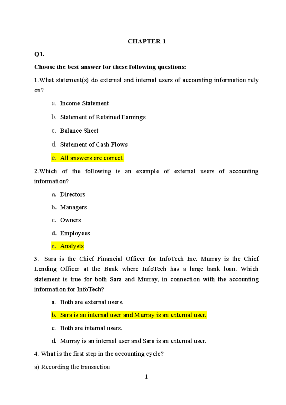 Chapter 1 Final Exam Questions and Answers (ACC101) - Studocu