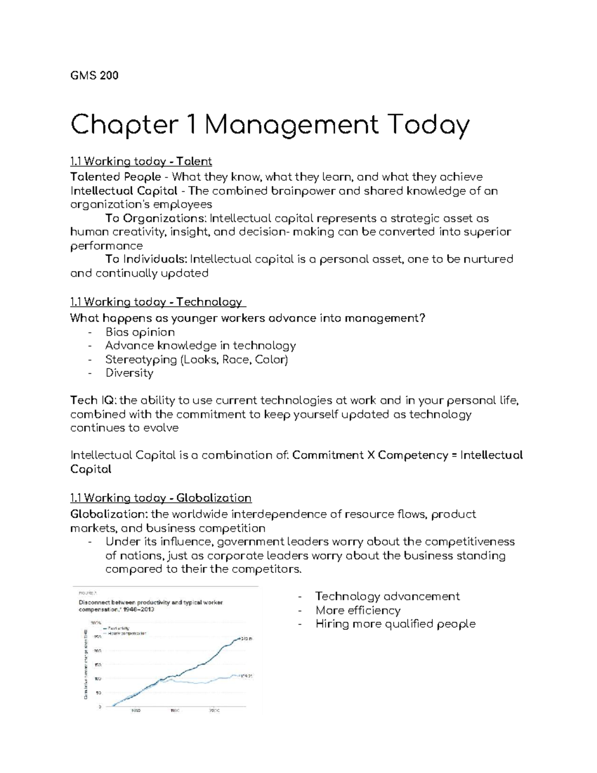 GMS 200 Chapter 1: Management Today and Key Concepts - Studocu