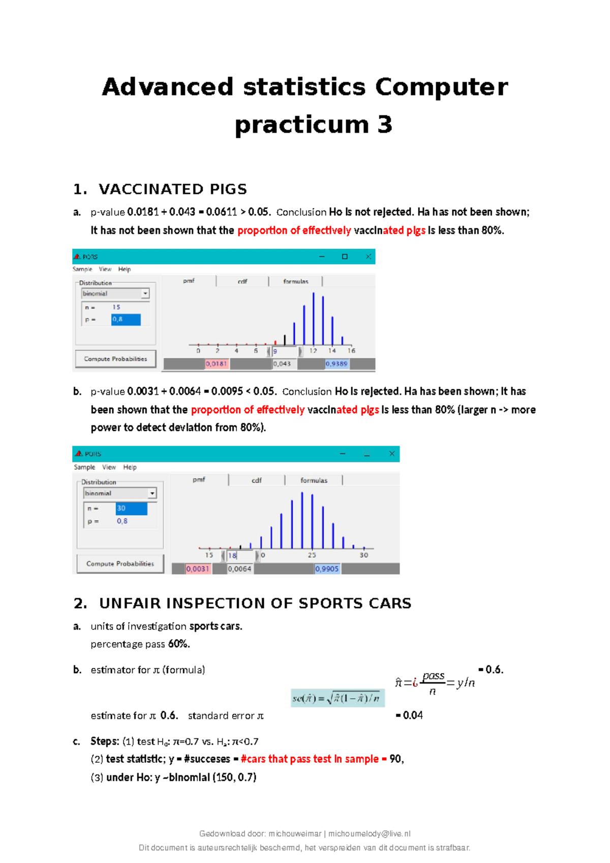 Practicum 3 Report: Advanced Statistics Insights and Analysis - Studeersnel