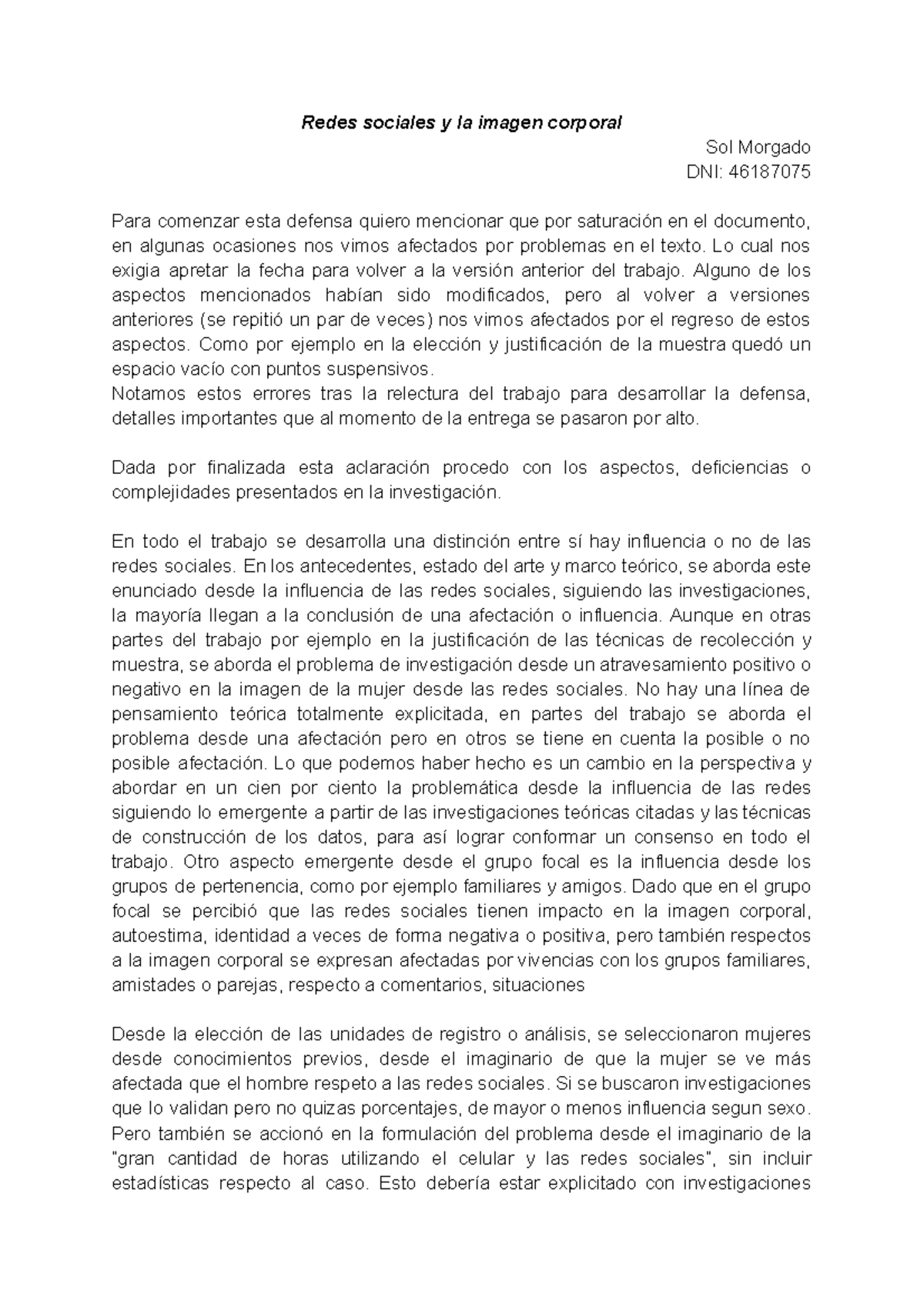 Defensatp - Transcripción - Redes sociales y la imagen corporal Sol ...