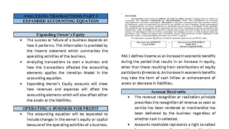 WEEK 2-4: ANALYZING TRANSACTIONS & EXPANDED ACCOUNTING EQUATION - Studocu