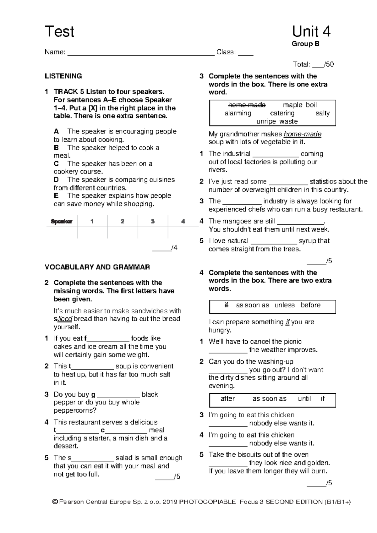Focus 3%202E Test Unit 4 Listening & Vocabulary Practice Group B - Studocu