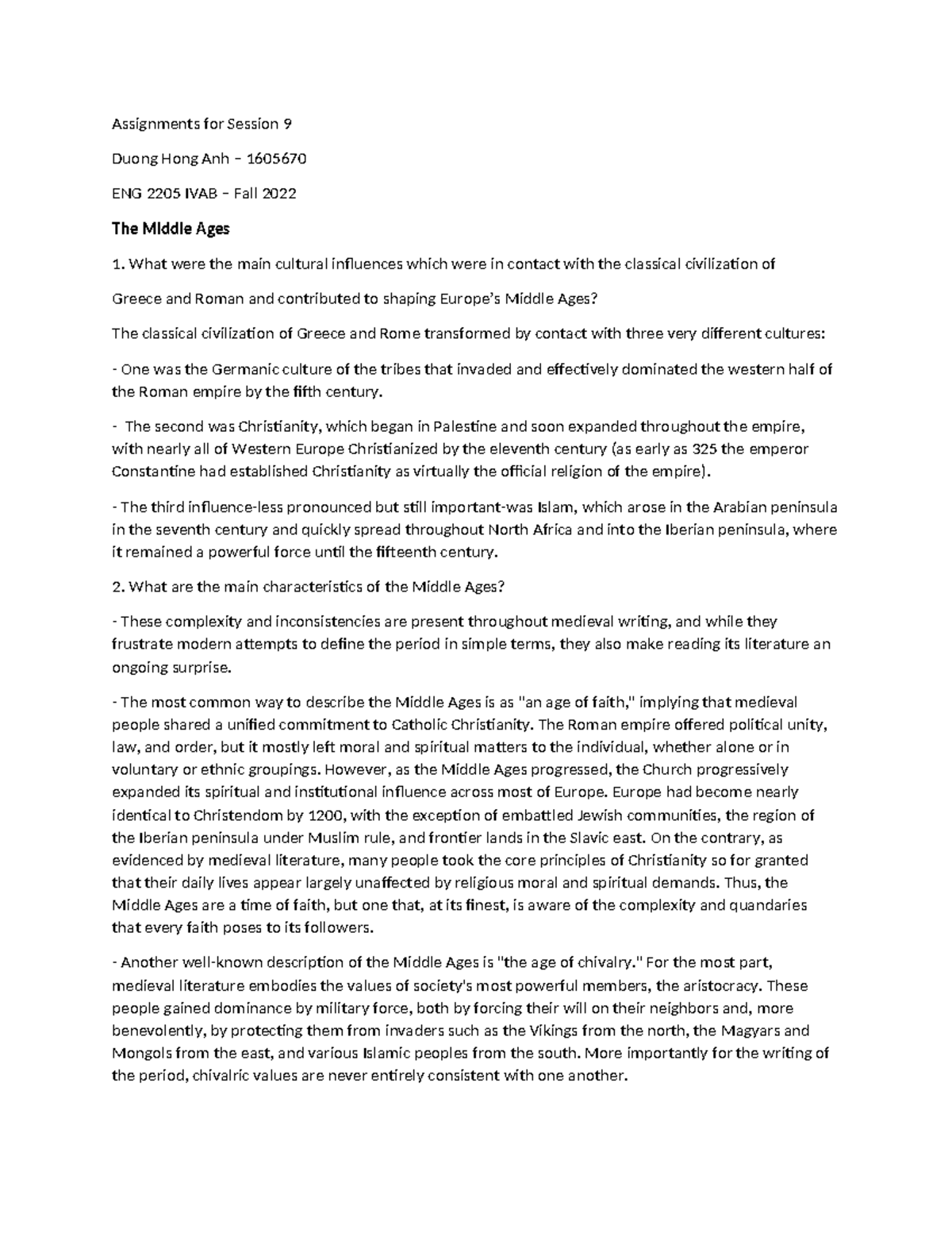 ENG 2205 IVAB – Fall 2022: Assignments for Session 9 Overview - Studocu