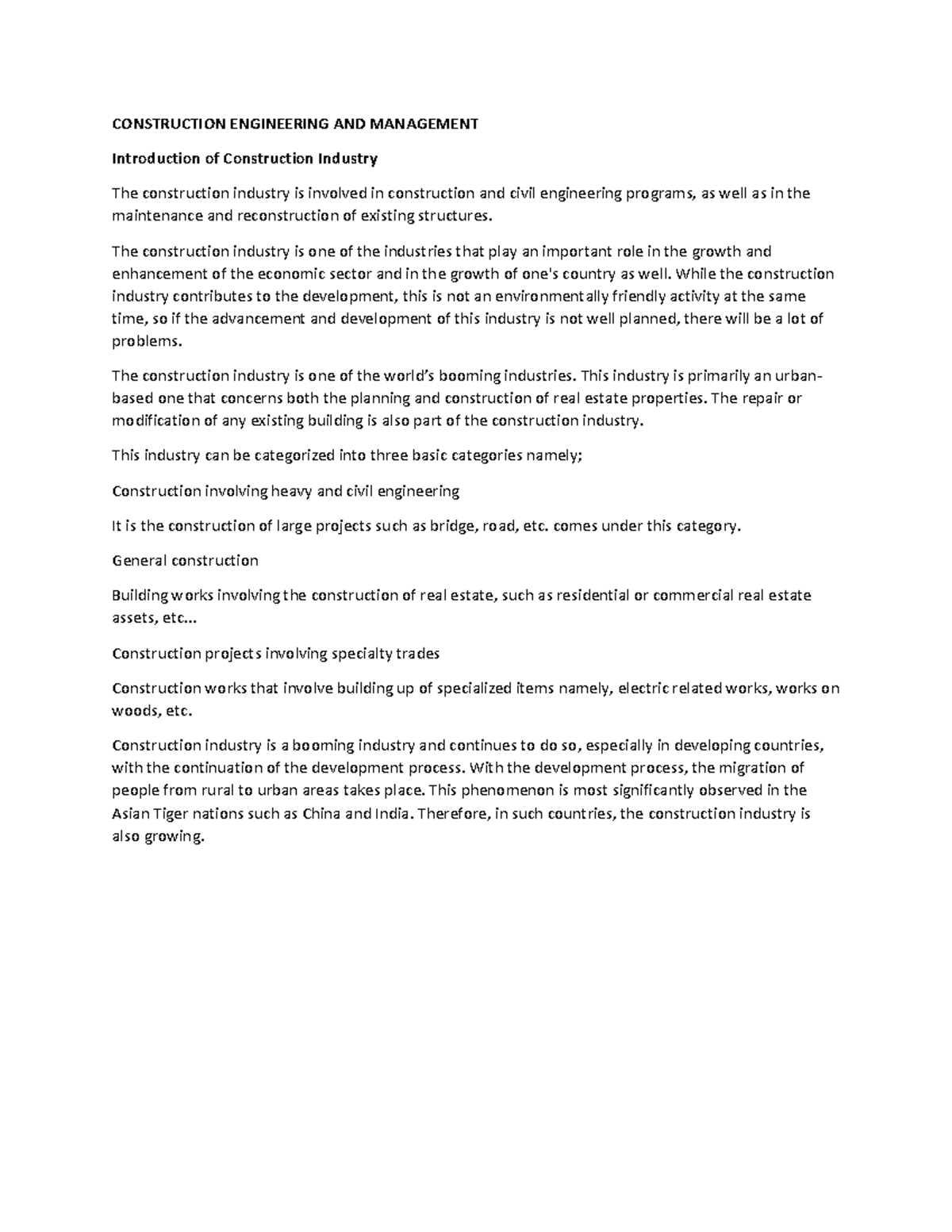 Construction Engineering and Management Overview: Growth and Methods ...