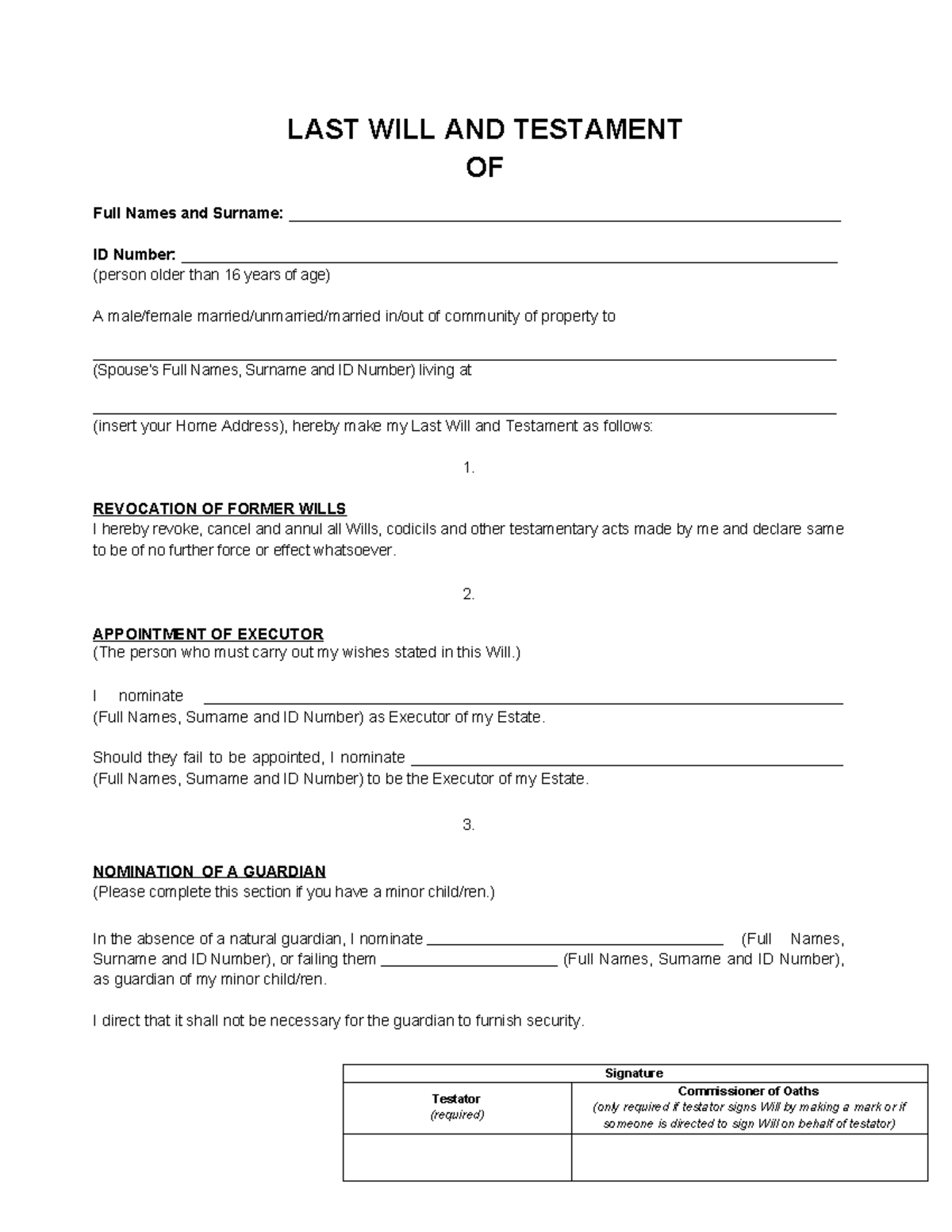 Basic Will Template - Legal Aid SA (Sept 2025) - Studocu