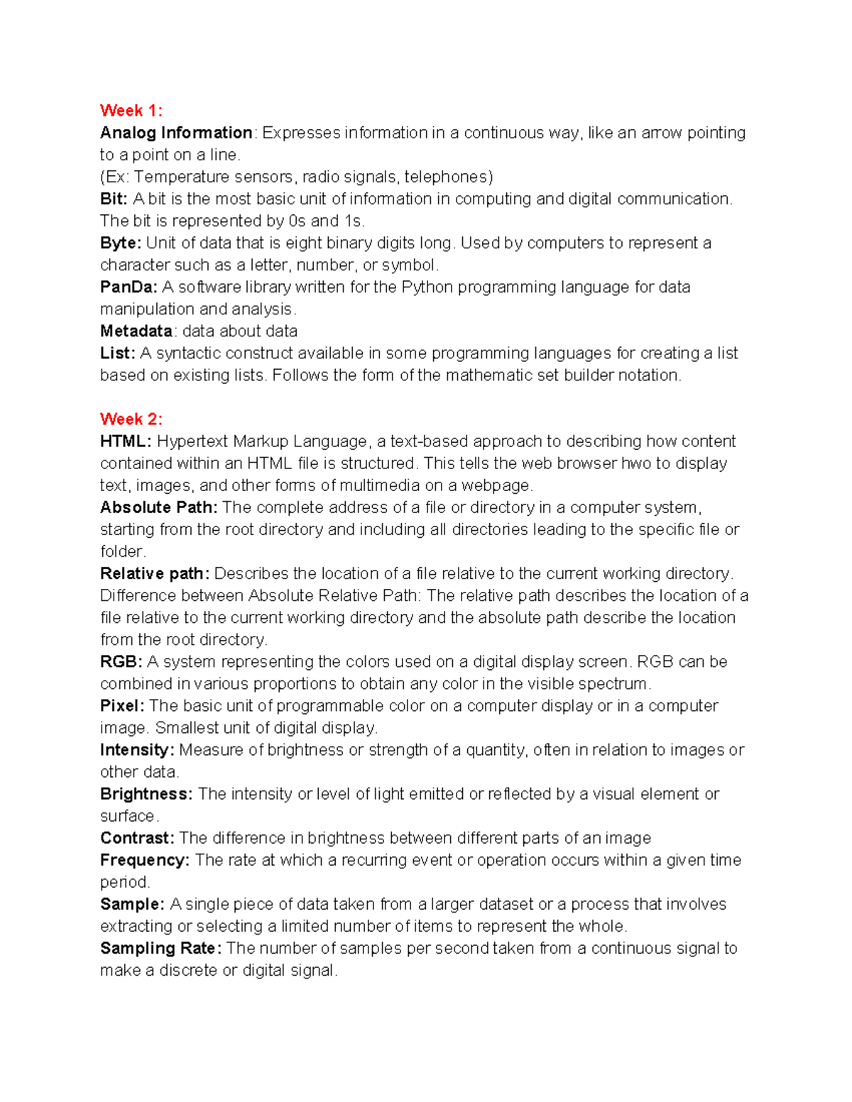 CS170: Week 1-14 Study Notes on Information Systems and Software ...