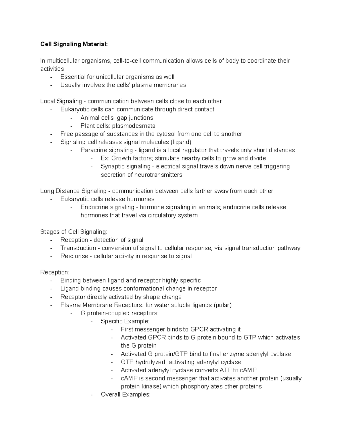 BIO 101 Exam 2 Review: Cell Signaling & Enzyme Regulation - Studocu
