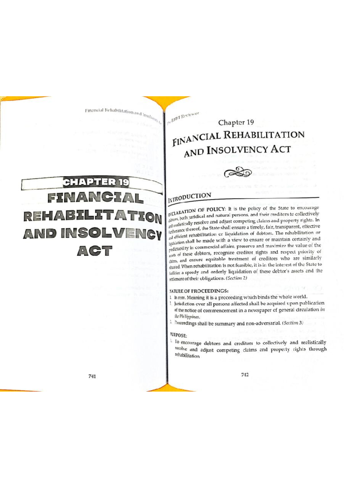 FRIA - Financial Rehabilitation Insights and Chapter 19 Summary - Studocu
