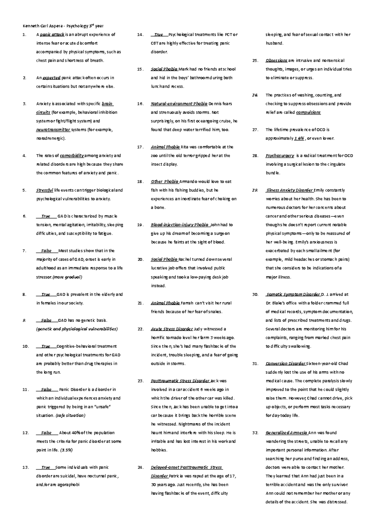 Abnormal Psychology PSY 300 Midterm Study Guide and Notes - Studocu