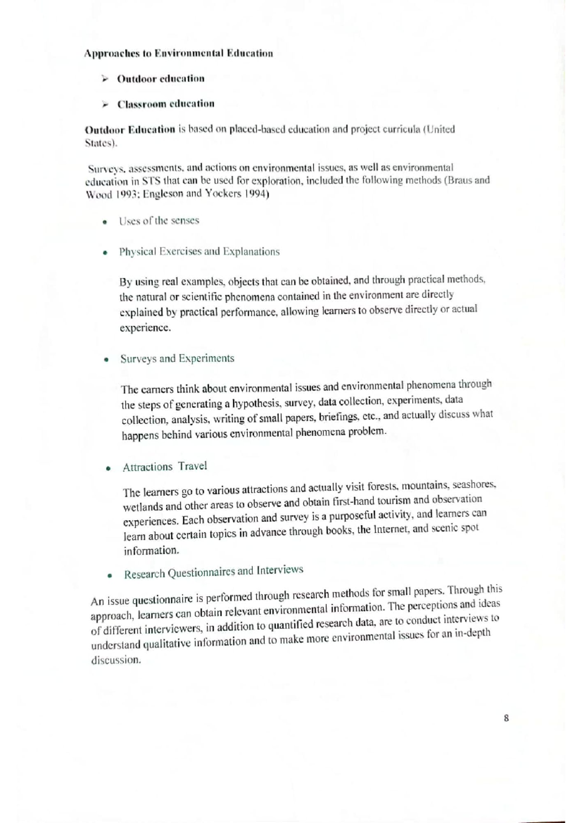 Approaches to Environmental Education: Lecture Notes (Course Code ...