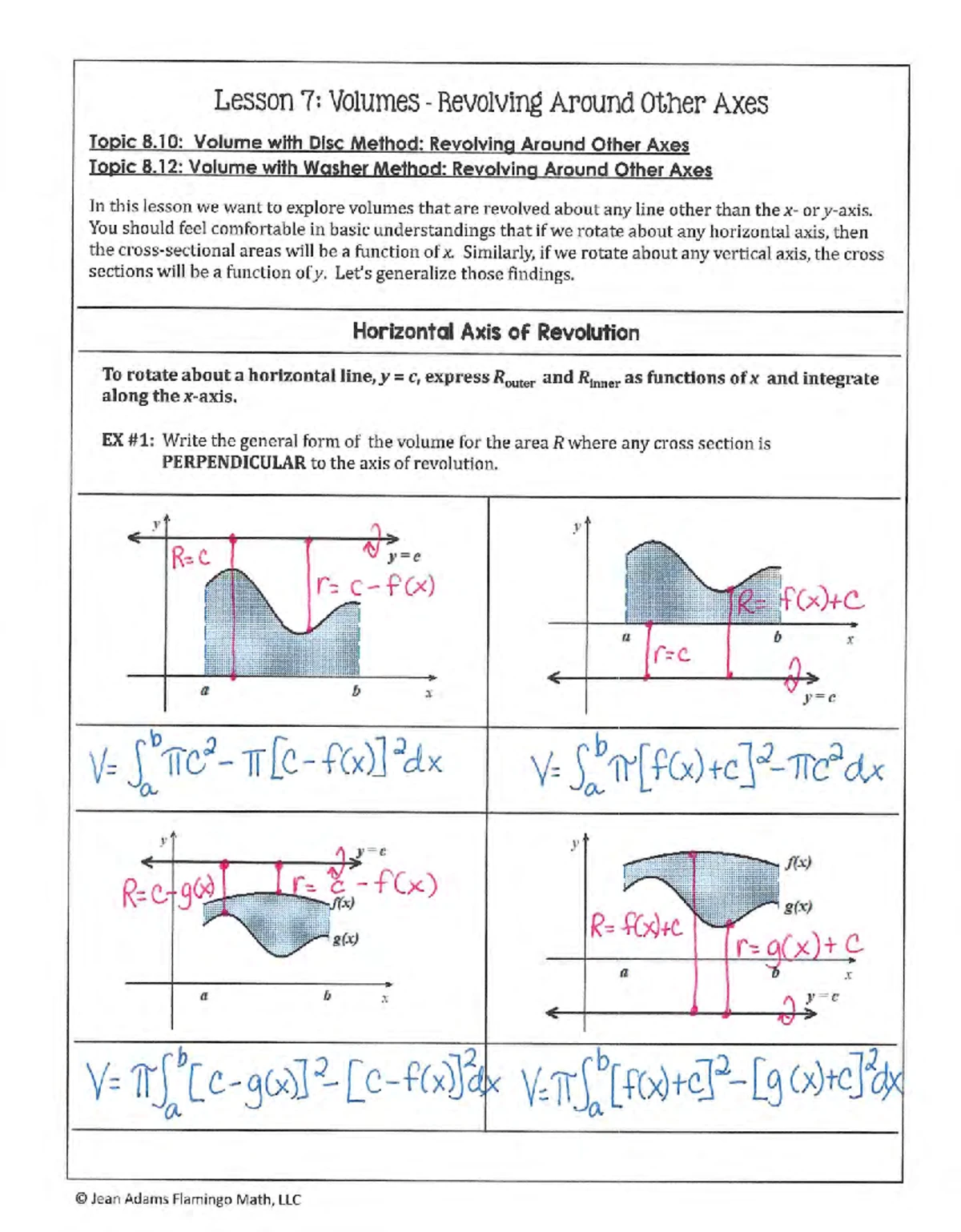 Math 101: Lesson 6 - Volumes via Disc and Washer Methods - Studocu