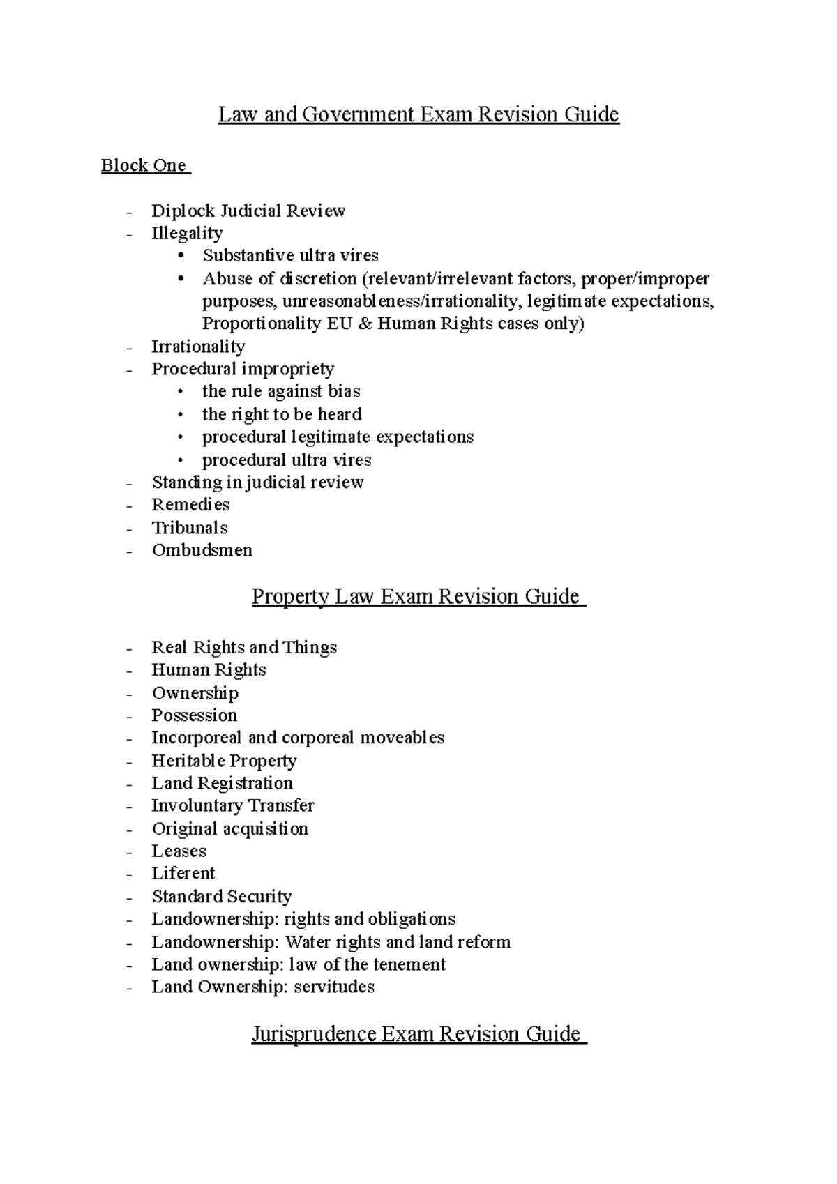 Jurisprudence Exam Revision Guide - Law & Government Overview - Studocu