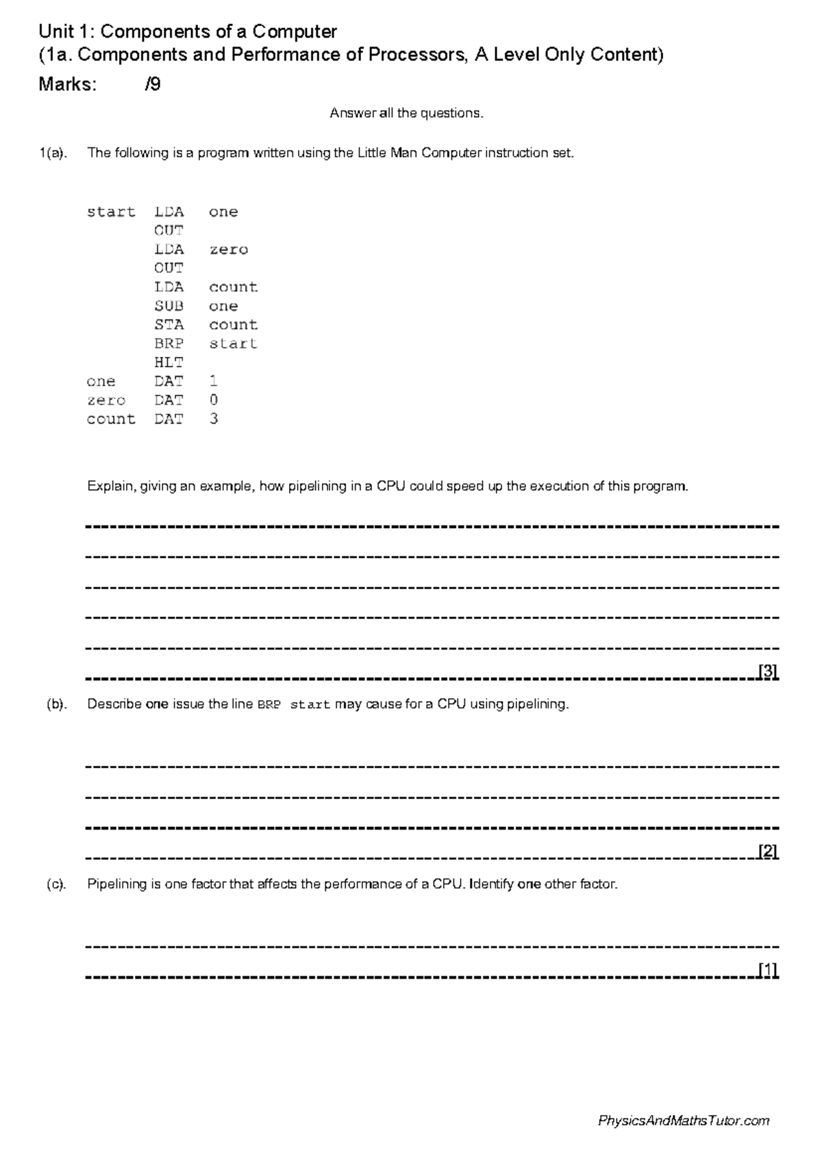 Unit 1: CPU Pipelining and Performance Factors (A Level Content) - Studocu