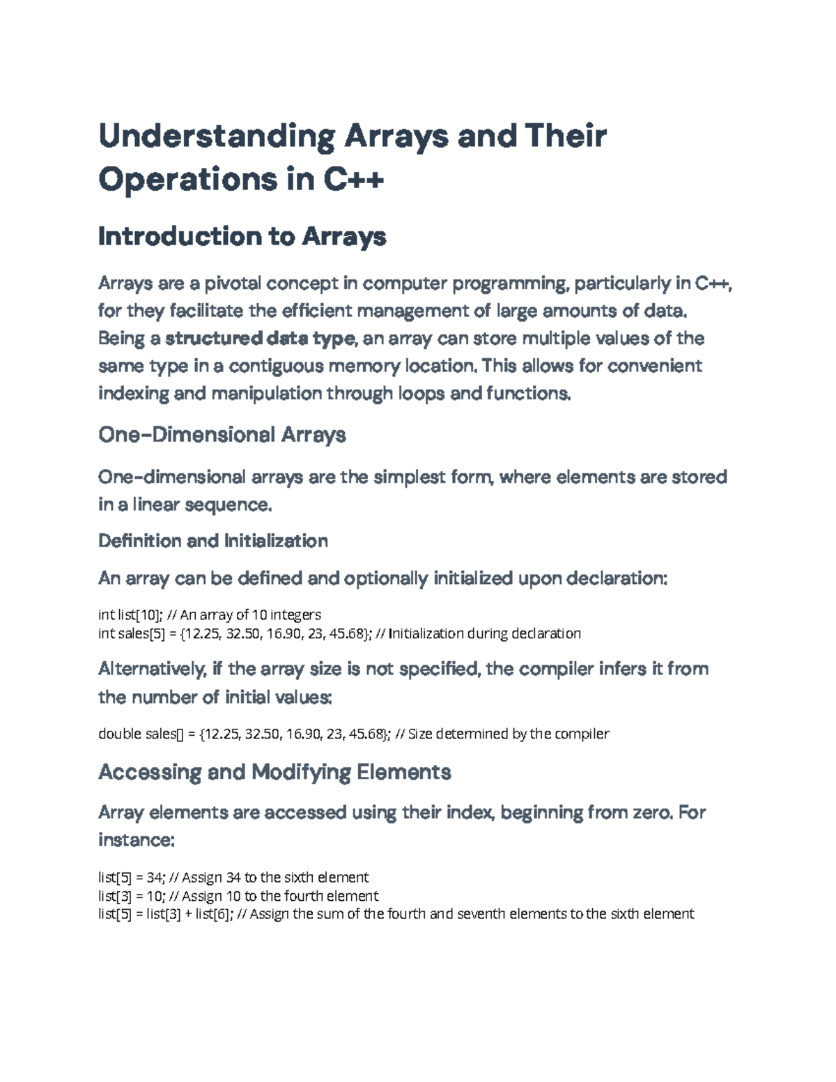 C++ Arrays and Operations: A Comprehensive Overview and Guide ...