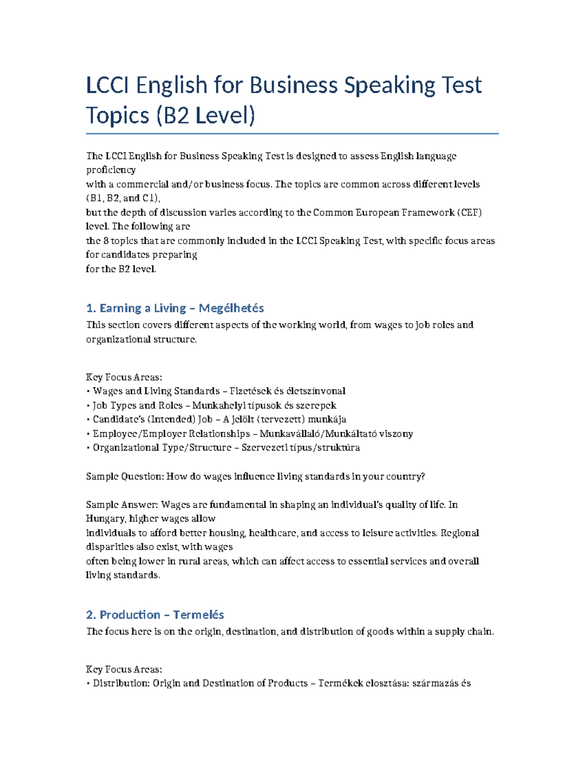 LCCI Business English Test Preparation - LCCI English for Business ...