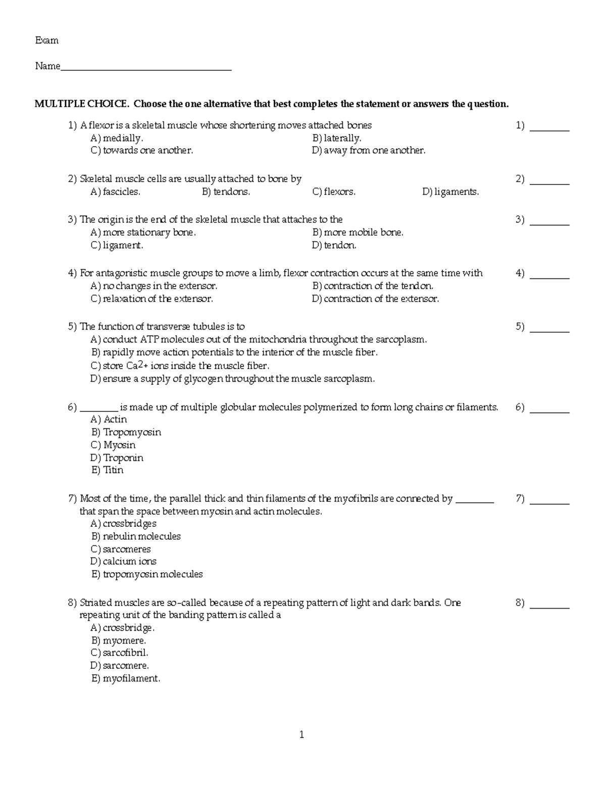 Chapter 12 - Skeletal Muscle Problems and Concepts Review - Studocu