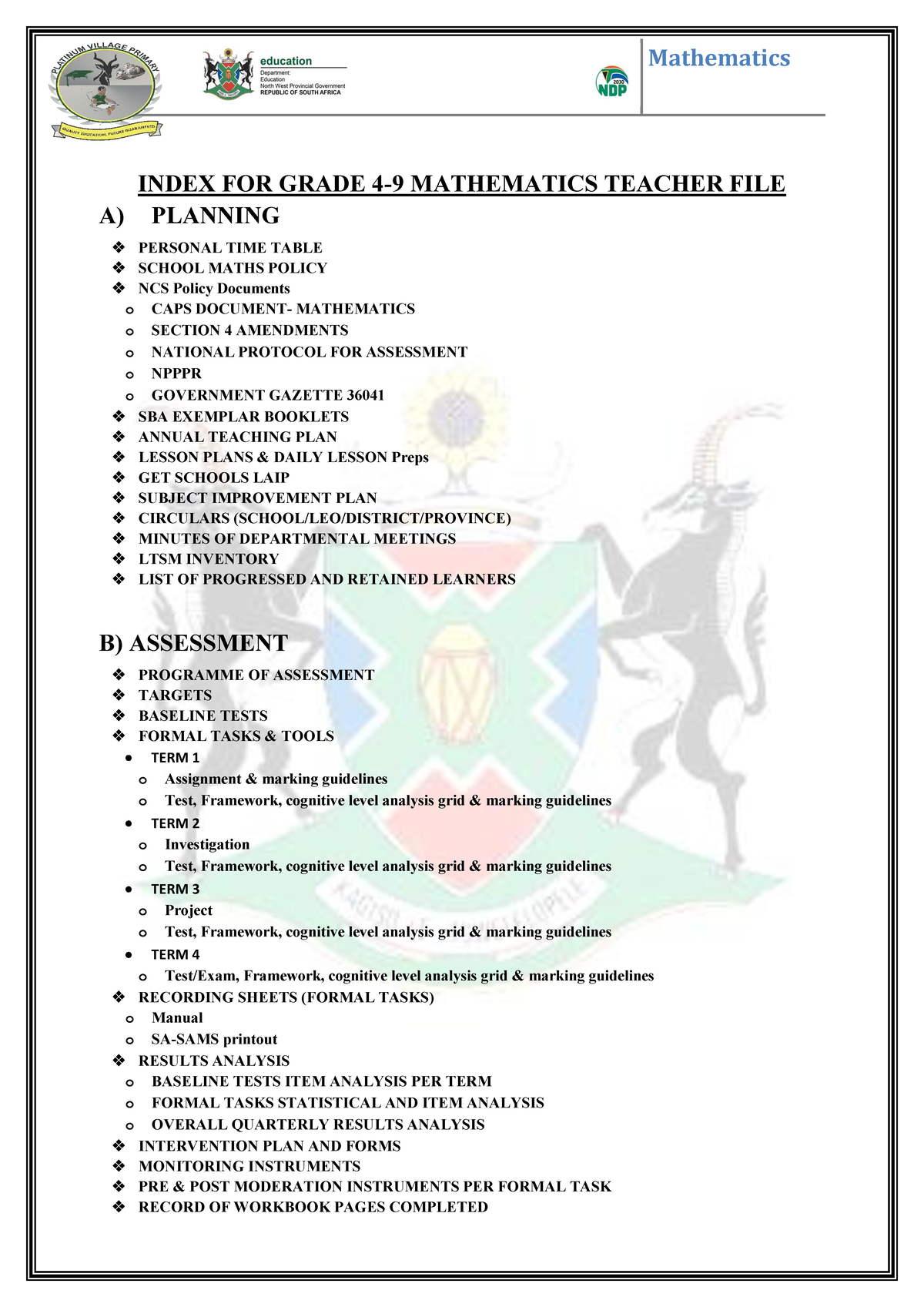 Mathematics 2026 Teacher File: Planning & Assessment Overview - Studocu