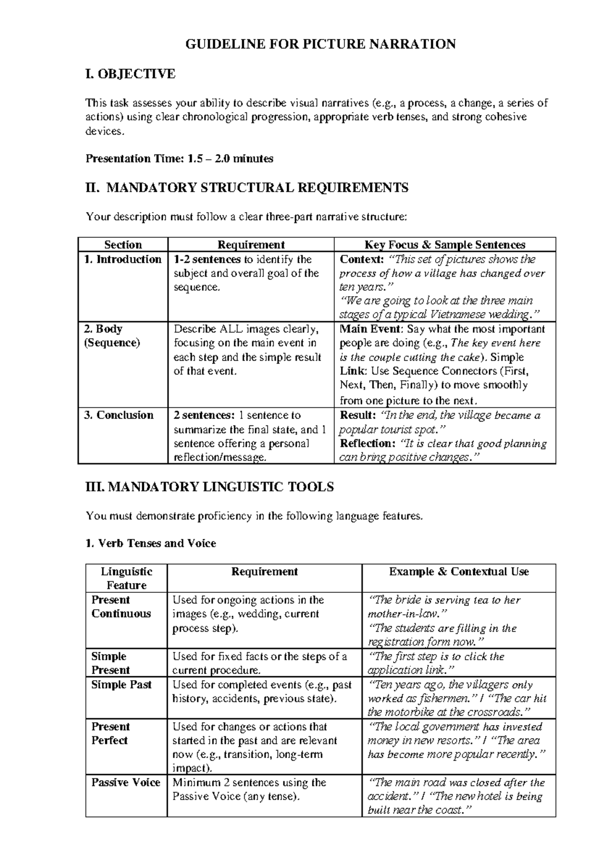 Guideline for Picture Narration: Structuring Visual Descriptions - Studocu