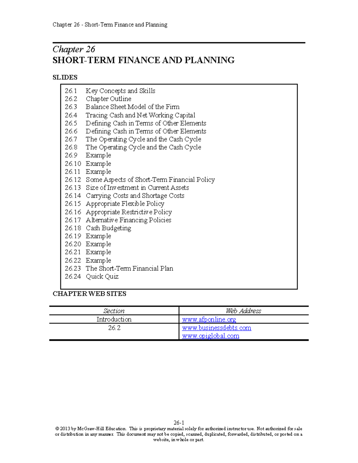 Chap026 - Chapter 26 SHORT-TERM FINANCE AND PLANNING SLIDES CHAPTER WEB ...