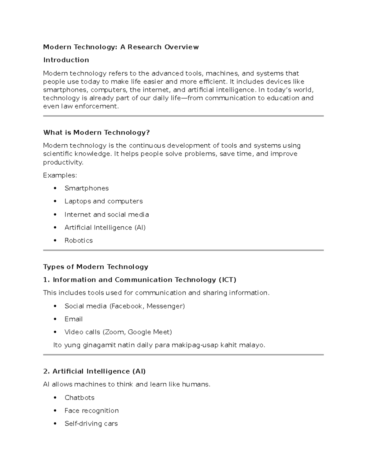 Modern Technology: A Comprehensive Overview of Its Impact - Studocu