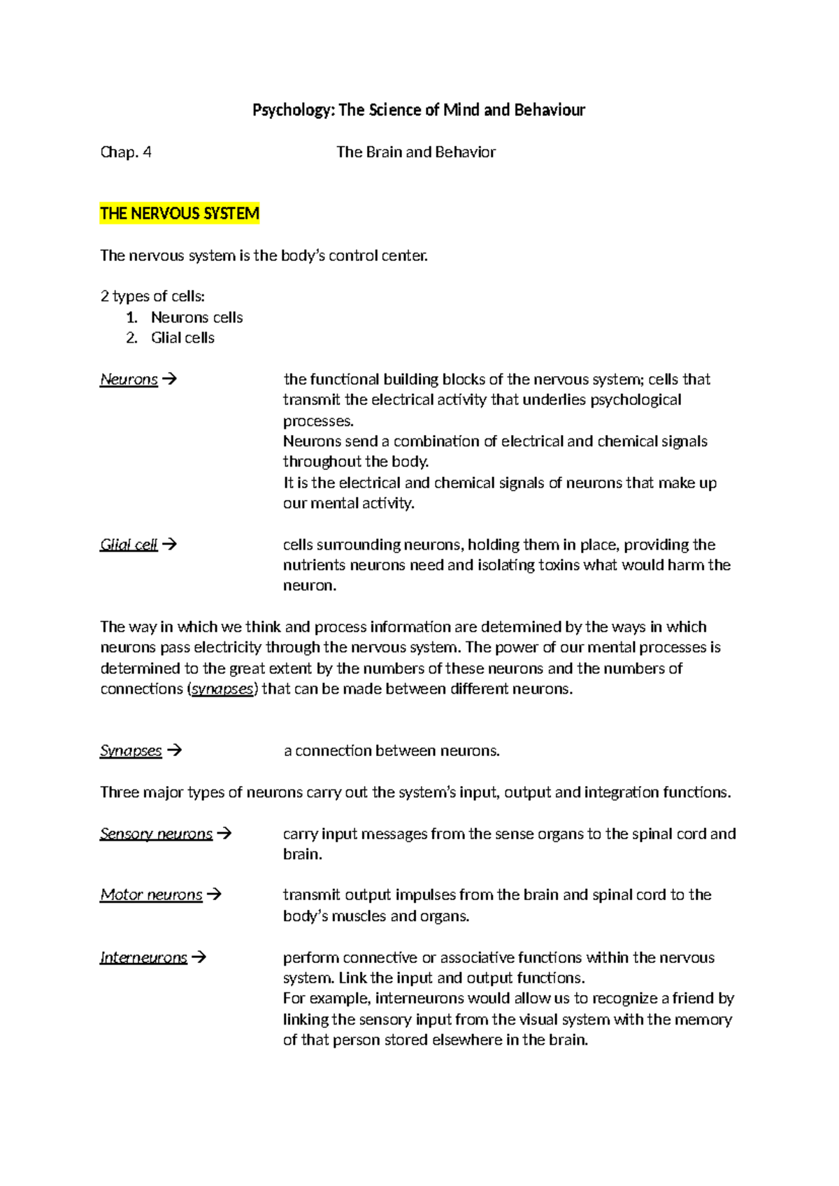 Psychology 101: Chapter 4 - The Brain and Behavior Insights - Studocu