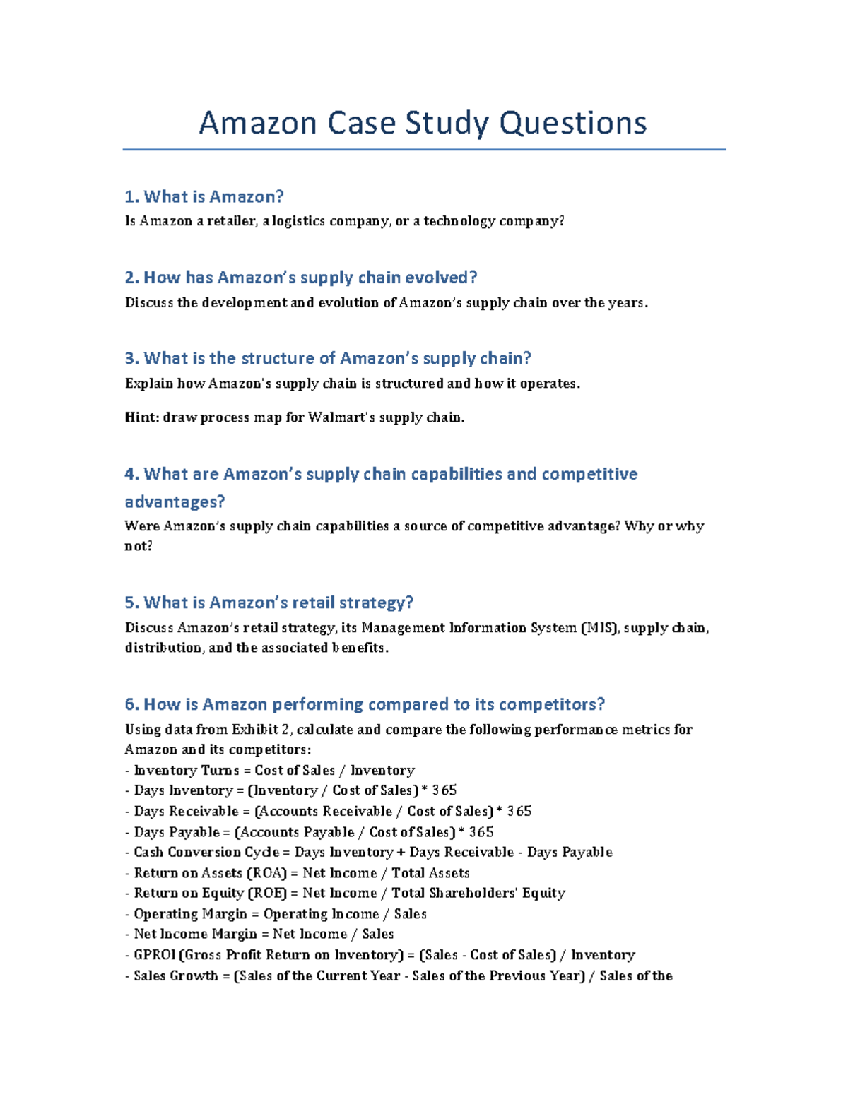 Amazon Case Study: Supply Chain & Retail Strategy Analysis - Studocu