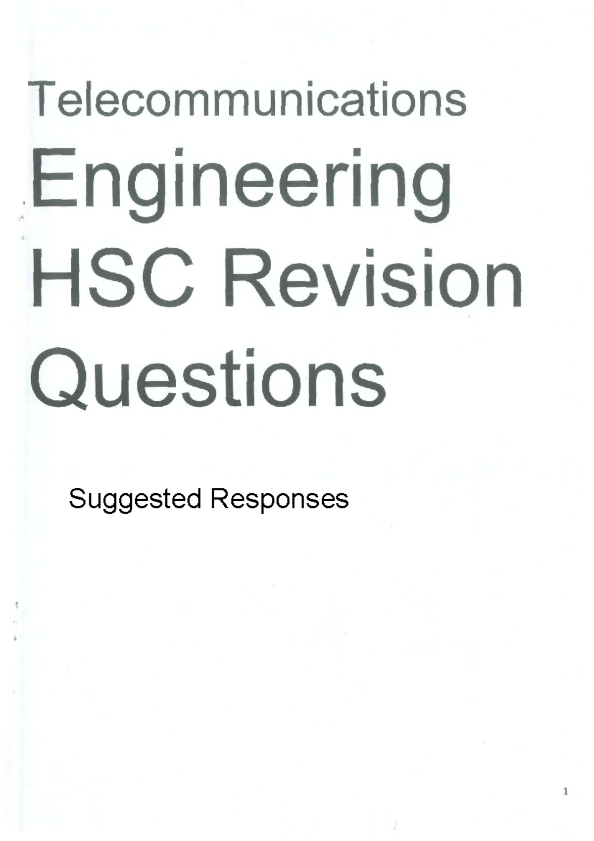 Telecommunications Engineering HSC Revision Questions & Answers - Studocu