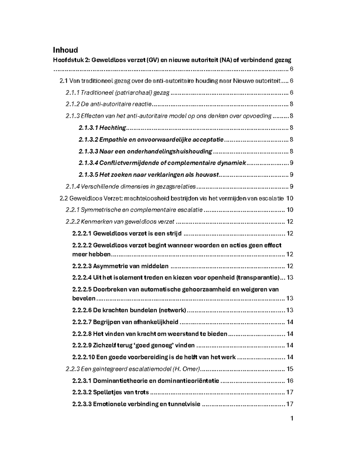 Hoofdstuk 2: Geweldloos Verzet en Nieuwe Autoriteit (NA) Samenvatting ...