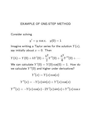 Numerical Methods for Differential Equations & Linear Systems (MATH 202 ...