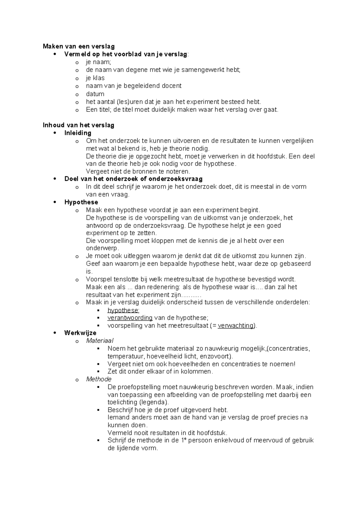 Verslag Maken: Structuur en Inhoud voor Onderzoek (Klascode) - Studeersnel