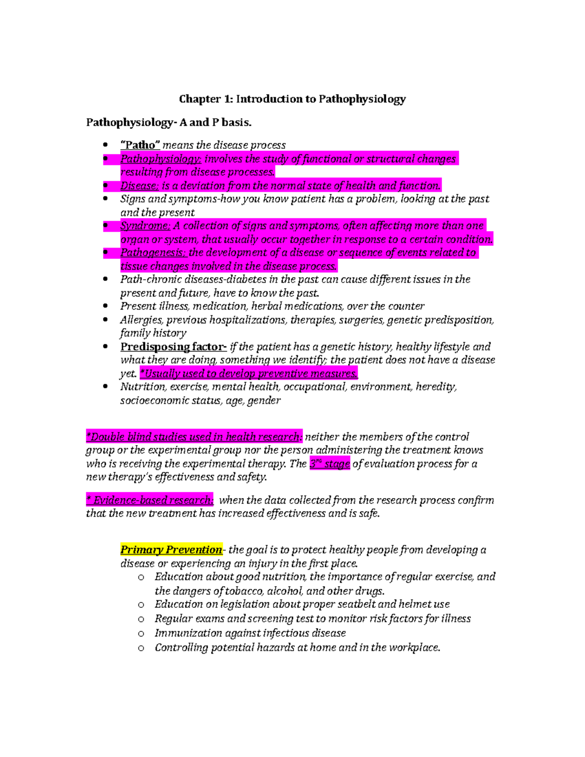 Pathophysiology Notes: An Overview of Chapters 1, 2 & 21 - Studocu