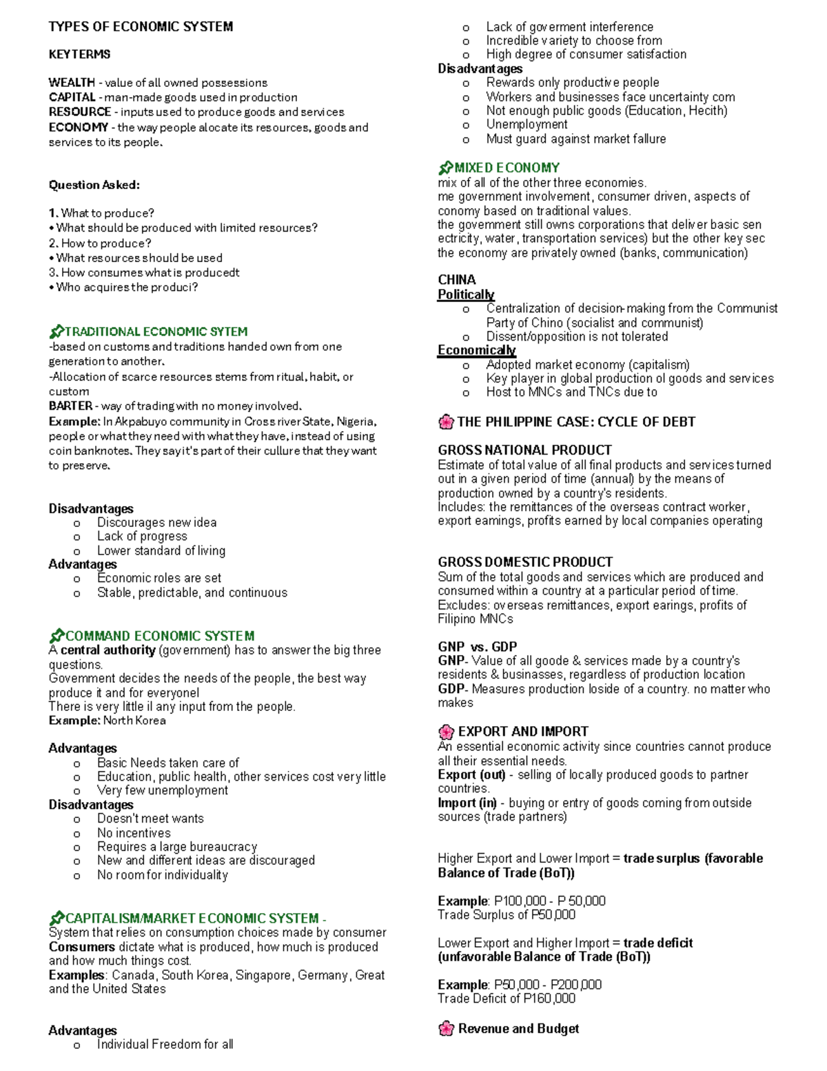 Economic Systems and Key Terms: Module 3 Notes - Studocu