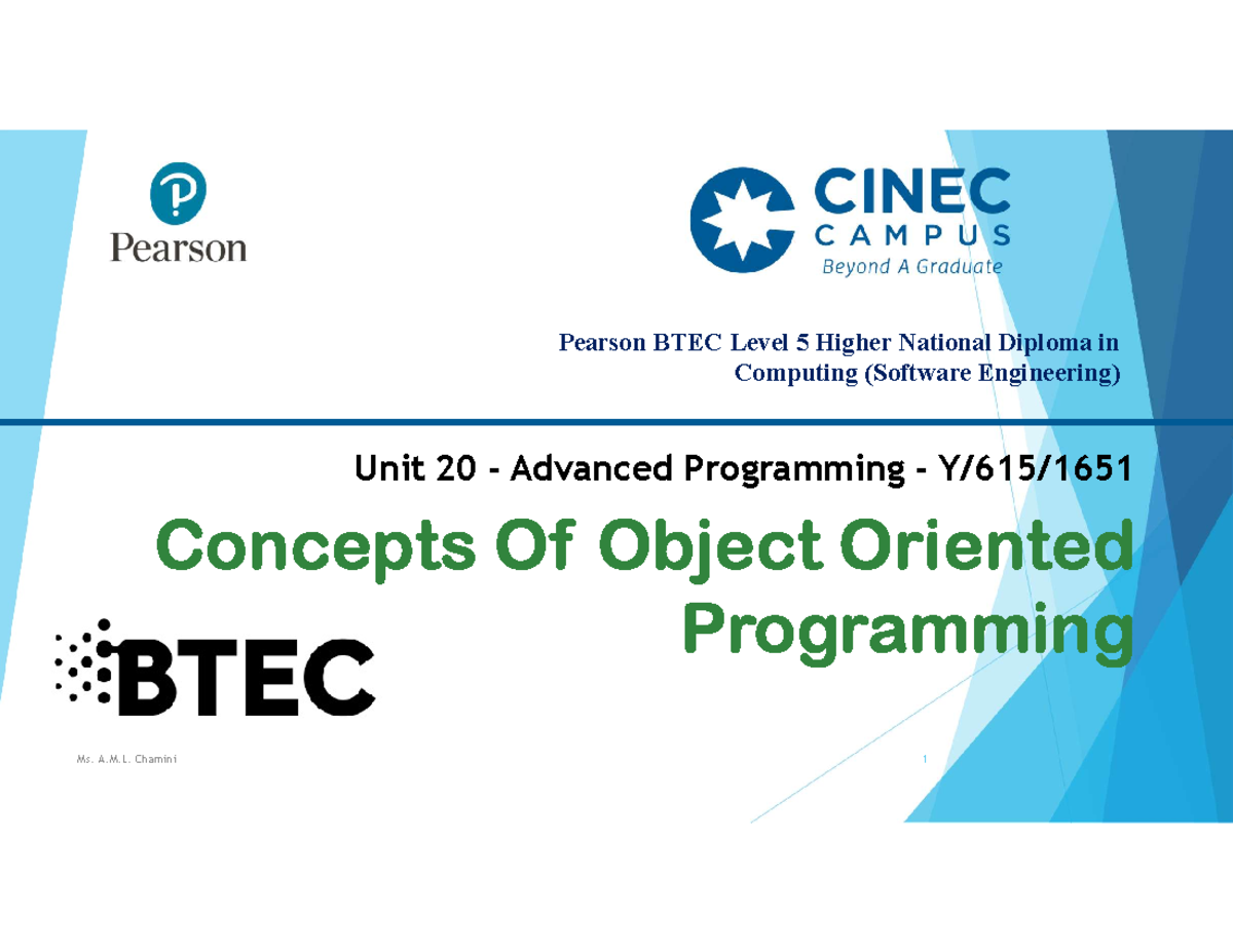 Unit 20: Advanced Programming - Concepts of OOP in Java - Studocu