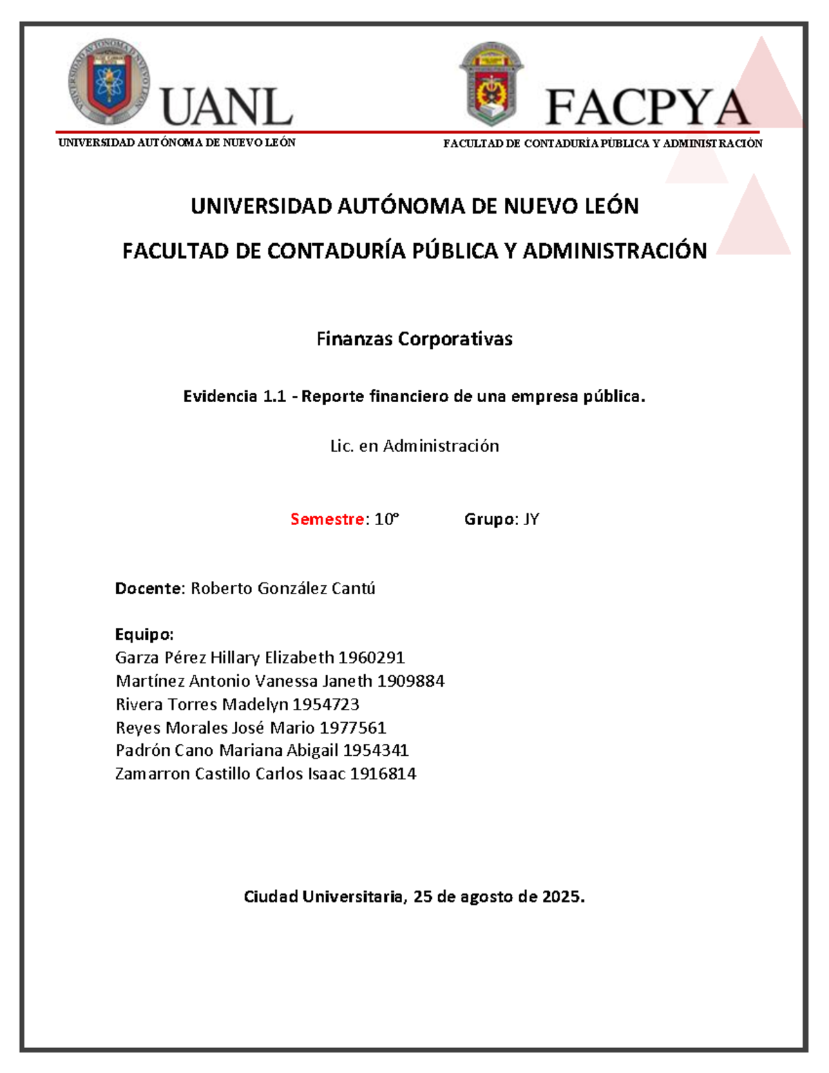 Análisis Financiero de CEMEX, S.A.B. de C.V. - EV1.1 JY 2 - Studocu
