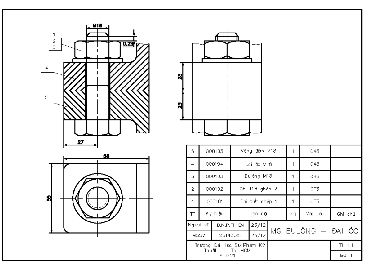 M18 1 2 0,2d 3 4 23 5 23 27 5 Template DWG - Khung và Bảng Vẽ TCVN ...