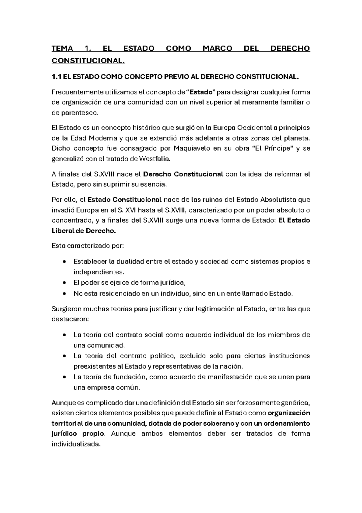 TEMA 1: EL ESTADO CONSTITUCIONAL Y SU EVOLUCIÓN EN EL DERECHO - Studocu