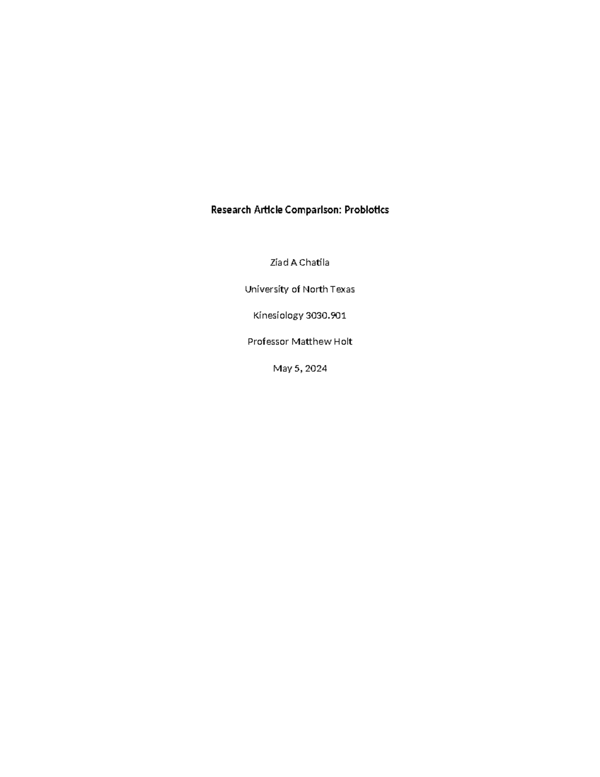 Research Article Comparison - Professor Matthew Holt May 5, 2024 ...